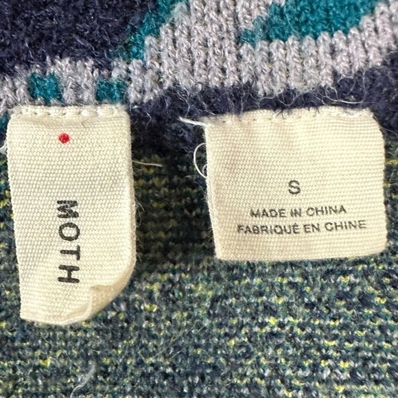 Anthropologie Moth Retro 70s Artsy Chenille Sweater Jacket Size Small Whimsical - Picture 11 of 13